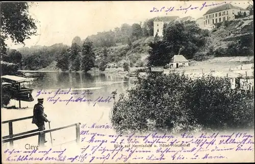 Ak Kleve am Niederrhein, Blick auf Kermisdahl und Hotel Prinzenhof
