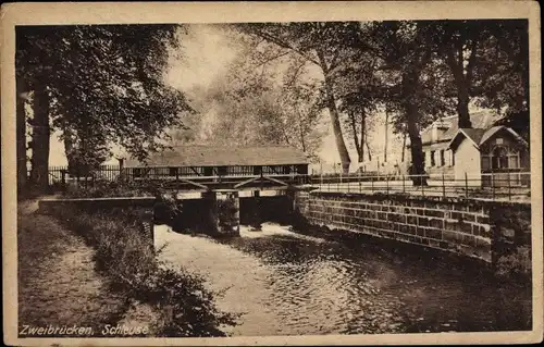 Ak Zweibrücken in Rheinland Pfalz, Partie an der Schleuse