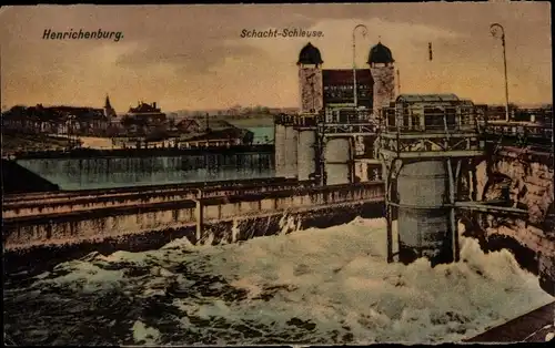 Ak Henrichenburg Castrop Rauxel im Ruhrgebiet, Schacht-Schleuse, Schiffshebewerk