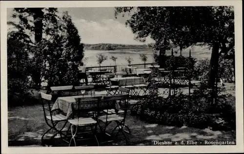 Ak Diesbar Seußlitz in Sachsen, Rosengarten, Gastwirtschaft