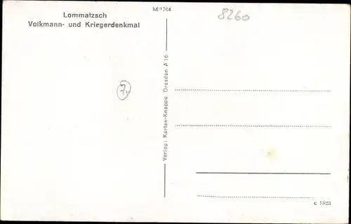 Ak Lommatzsch Sachsen, Markt, Friseursalon, Cafe Risse, Volkmanndenkmal, Kriegerdenkmal