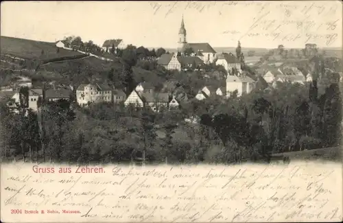 Ak Zehren in Sachsen, Blick auf Stadt und Kirche