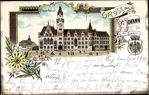 Litho St. Johann Saarbrücken, Neues Rathaus, Wappen