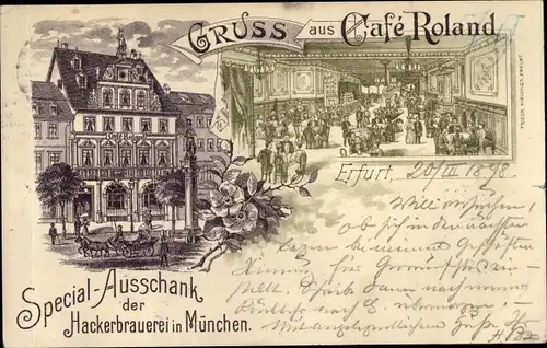 Litho Erfurt in Thüringen, Café Roland, Spezialausschank der Hackerbrauerei München