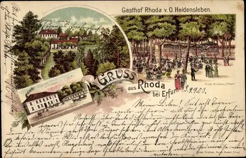 Litho Rhoda Erfurt in Thüringen, Gasthof Rhoda