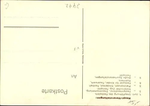 Künstler Ak Brakel im Nethegau Westfalen, 1100 Jahrfeier 1929, Schloss Hinnenburg