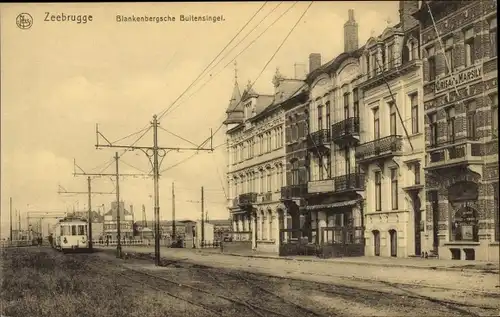 Ak Zeebrugge Westflandern, Boulevard de Blankenberghe, Blankenbergsche Buitensingel, tramway
