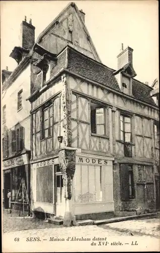 Ak Sens Yonne, Maison d'Abraham datant du XVI siecle