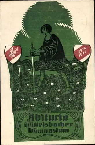 Studentika Ak München Maxvorstadt, Abituria Wittelsbacher Gymnasium 1910 - 1911