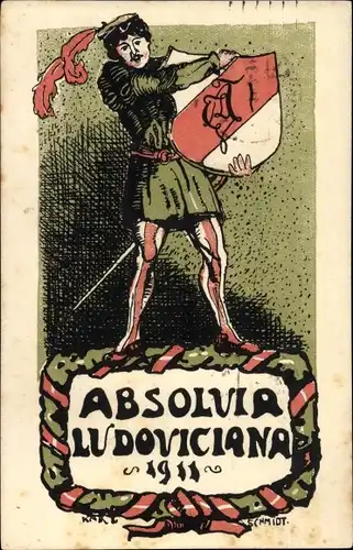 Studentika Künstler Ak Schmidt, Karl, München Bayern, Absolvia Ludoviciana 1911