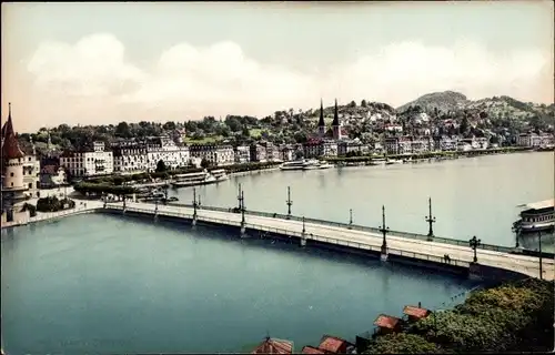 Ak Luzern Stadt Schweiz, Panorama, Neue Brücke