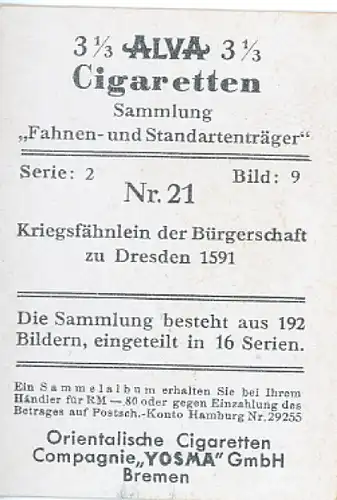 Sammelbild Fahnen und Standartenträger Nr. 21 Kriegsfähnlein d. Bürgerschaft zu Dresden 1591