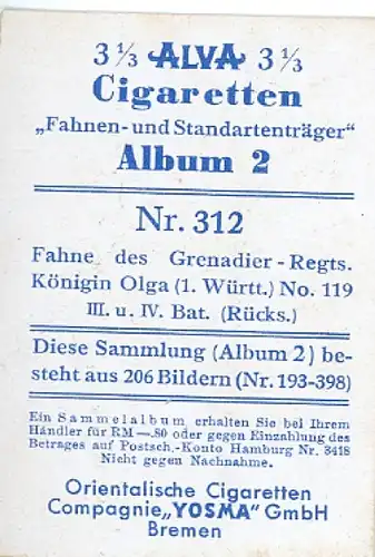 Sammelbild Fahnen- und Standartenträger Nr. 312 Grenadier-Rgt. Königin Olga 1. Württ. Nr. 119