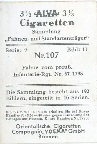 Sammelbild Fahnen- und Standartenträger Nr. 107 Fahne vom preuß. Infanterie-Rgt. Nr. 57 1798