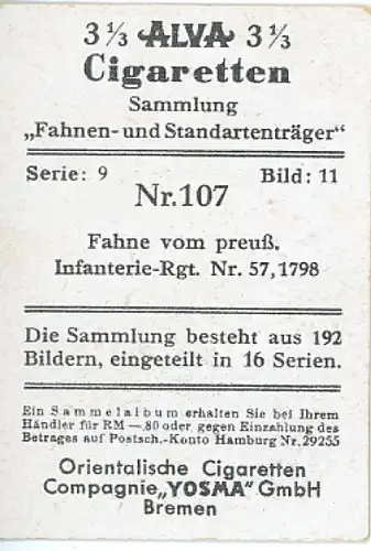 Sammelbild Fahnen- und Standartenträger Nr. 107 Fahne v. preuß. Inf.-Rgt. Nr. 57 1798