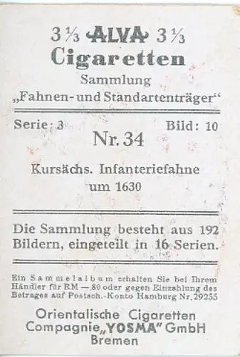 Sammelbild Fahnen- und Standartenträger Nr. 34  Kursächsische Infanteriefahne um 1630