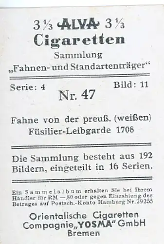 Sammelbild Fahnen- und Standartenträger Nr. 47 Fahne der  preuß. weißen Füsilier-Leibgarde 1708