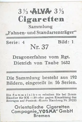 Sammelbild Fahnen- und Standartenträger Nr. 37 Dragonerfahne vom Rgt. Dietrich v. Taube 1632