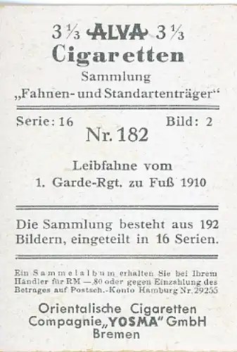 Sammelbild Fahnen- und Standartenträger Nr.182 Leibfahne 1. Garde-Rgt. zu Fuß 1910