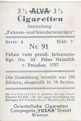 Sammelbild Fahnen- und Standartenträger Nr. 91 preuß. Inf.-Rgt. No 35 Prinz Heinrich v. Preußen 1757