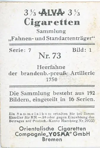 Sammelbild Fahnen- und Standartenträger Nr. 73 Heerfahne brandenb.-preuß. Artillerie 1750