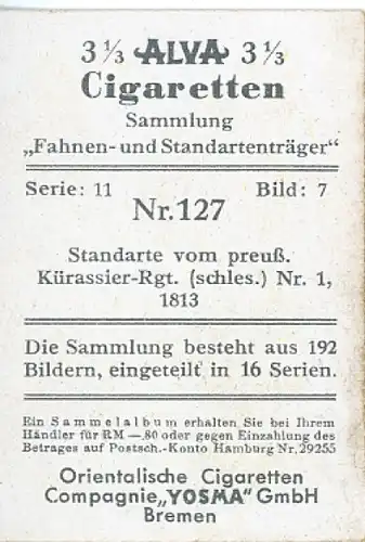 Sammelbild Fahnen- und Standartenträger Nr. 127 Fahne vom preuß. Kürassier-Rgt. (schles.) Nr. 1 1813