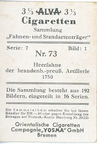 Sammelbild Fahnen- und Standartenträger Nr. 73 Heerfahne brandenb.-preuß. Artillerie 1750