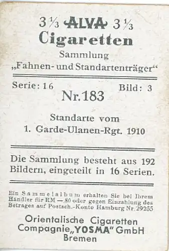 Sammelbild Fahnen- und Standartenträger Nr. 183 1. Garde Ulanen Regt. 1910