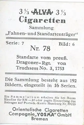 Sammelbild Fahnen- und Standartenträger Nr. 78 Standarte Preuß. Dragoner-Rgt. v. Truchsess No 3 1753