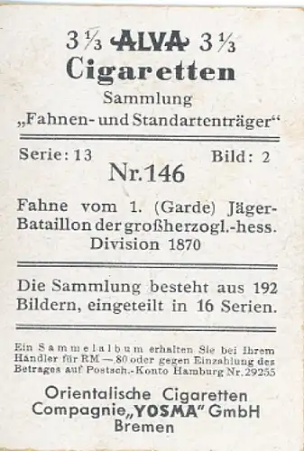 Sammelbild Fahnen- und Standartenträger Nr. 146 1. Garde Jäger-Batl. d. großherzogl.-hess. Div. 1870