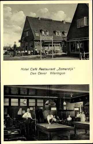 Ak Den Oever Wieringen Nordholland Niederlande, Hotel Cafe Restaurant Zomerdijk, Billard