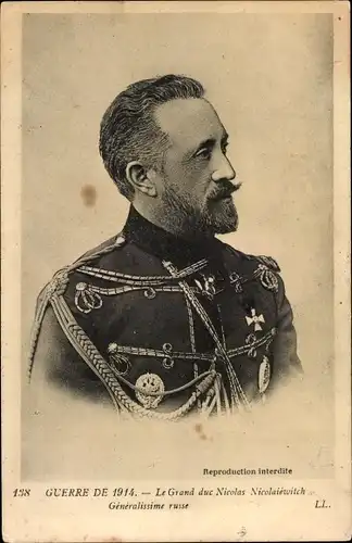 Ak Großfürst Nikolai Nikolajewitsch Romanow, Oberbefehlshaber der russischen Streitkräfte, 1. WK