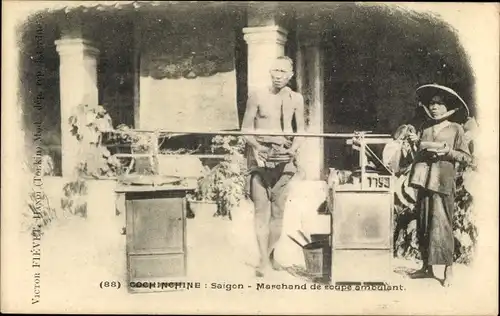 Ak Saigon Cochinchine Vietnam, Marchand de soupe ambulant