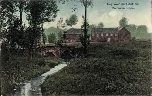 Ak Epen Limburg Niederlande, Brug over de Geul, Volmolen