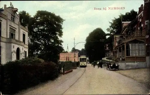 Ak Beek Gelderland Niederlande, Straßenpartie, Straßenbahn