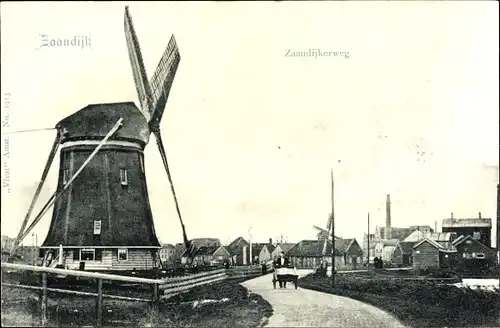 Ak Zaandijk Nordholland, Zaandijkerweg, Molen, Windmühle