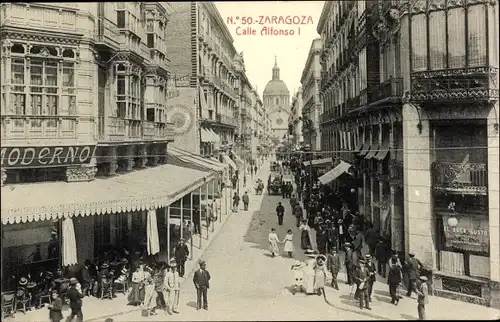 Ak Zaragoza Saragossa Aragonien, Calle Alfonso I