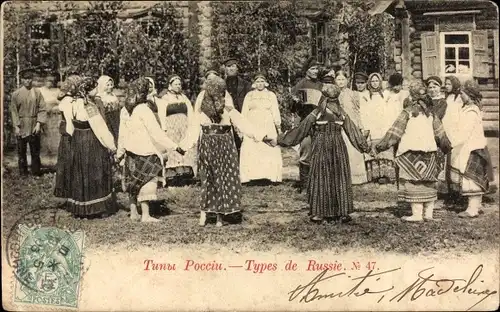 Ak Russische Typen, Frauen in Tracht, Tanz