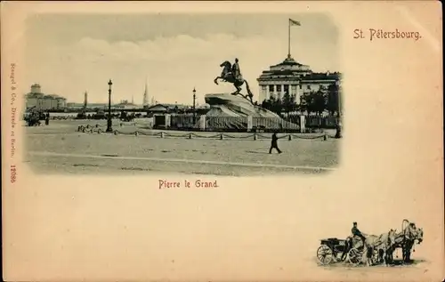 Ak Sankt Petersburg Russland, Denkmal Peter der Große, Troika