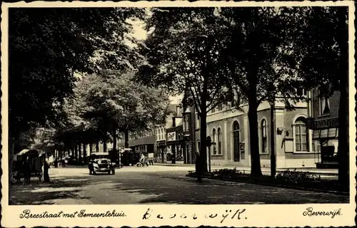 Ak Beverwijk Nordholland Niederlande, Breestraat met Gemeentehuis