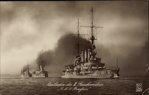 Ak Auslaufen des II. Geschwaders SMS Preußen, Kaiserliche Marine