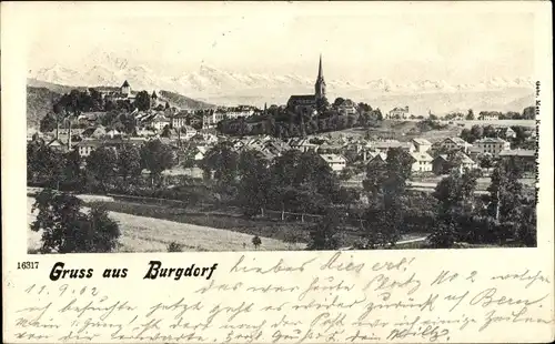 Ak Burgdorf Kanton Bern, Totalansicht, Kirche