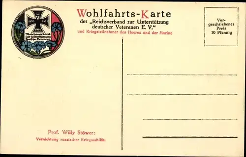 Künstler Ak Stöwer, W., Vernichtung russischer Kriegsschiffe