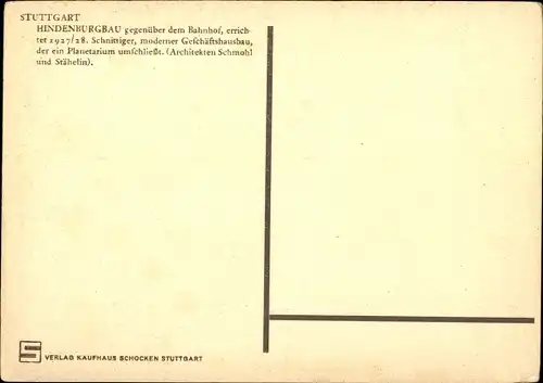 Ak Stuttgart in Württemberg, Hindenburgbau