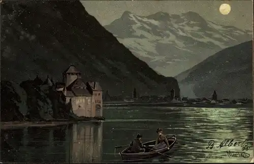 Künstler Litho Mailick, Chillon Lac Léman Kt. Waadt Schweiz, Schloss, Chateau Chillon