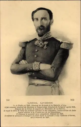 Künstler Ak General Cavaignac, Portrait, 1802 - 1857