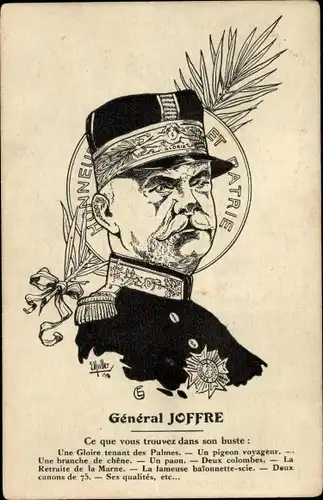 Präge Ak General Joseph Joffre, Portrait