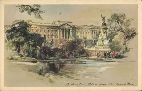 Ak City of Westminster London England, Buckingham Palace from St. James' Park