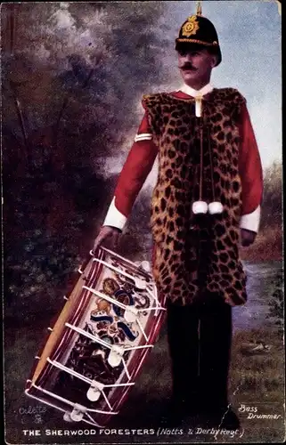 Künstler Ak Drummer, B., The Sherwood Foresters, Britischer Soldat in Uniform, Trommel