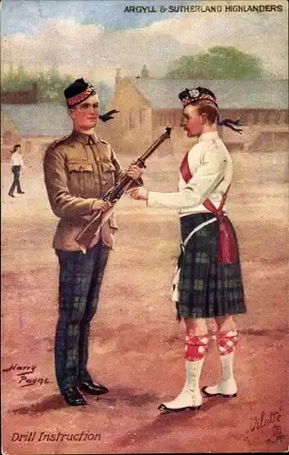 Künstler Ak Payne, H., Argyll and Sutherland Highlanders, Drill Instruction